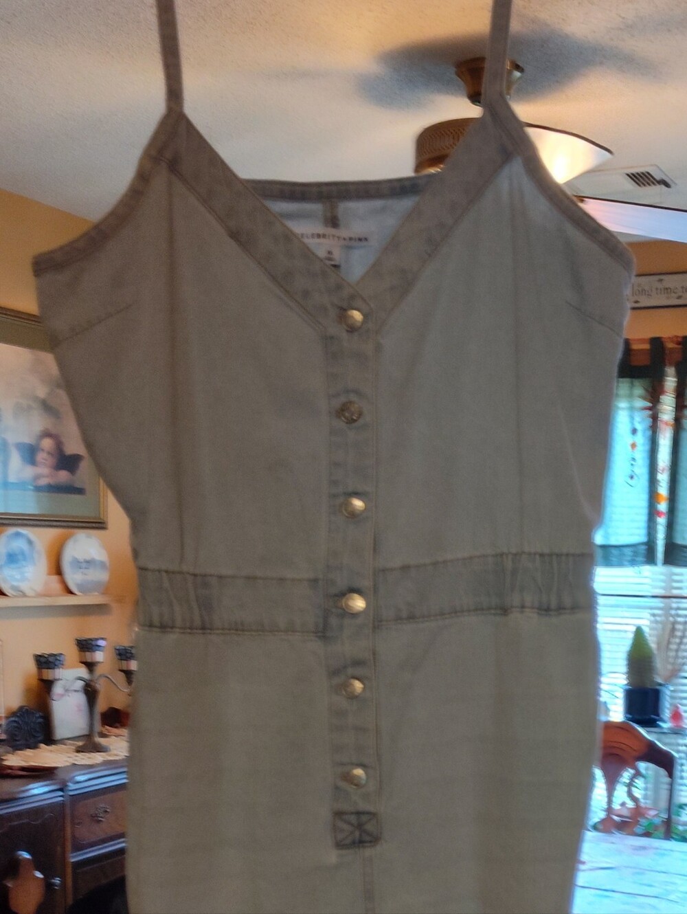 Spaghetti Strap Button-Front Overalls Shorts